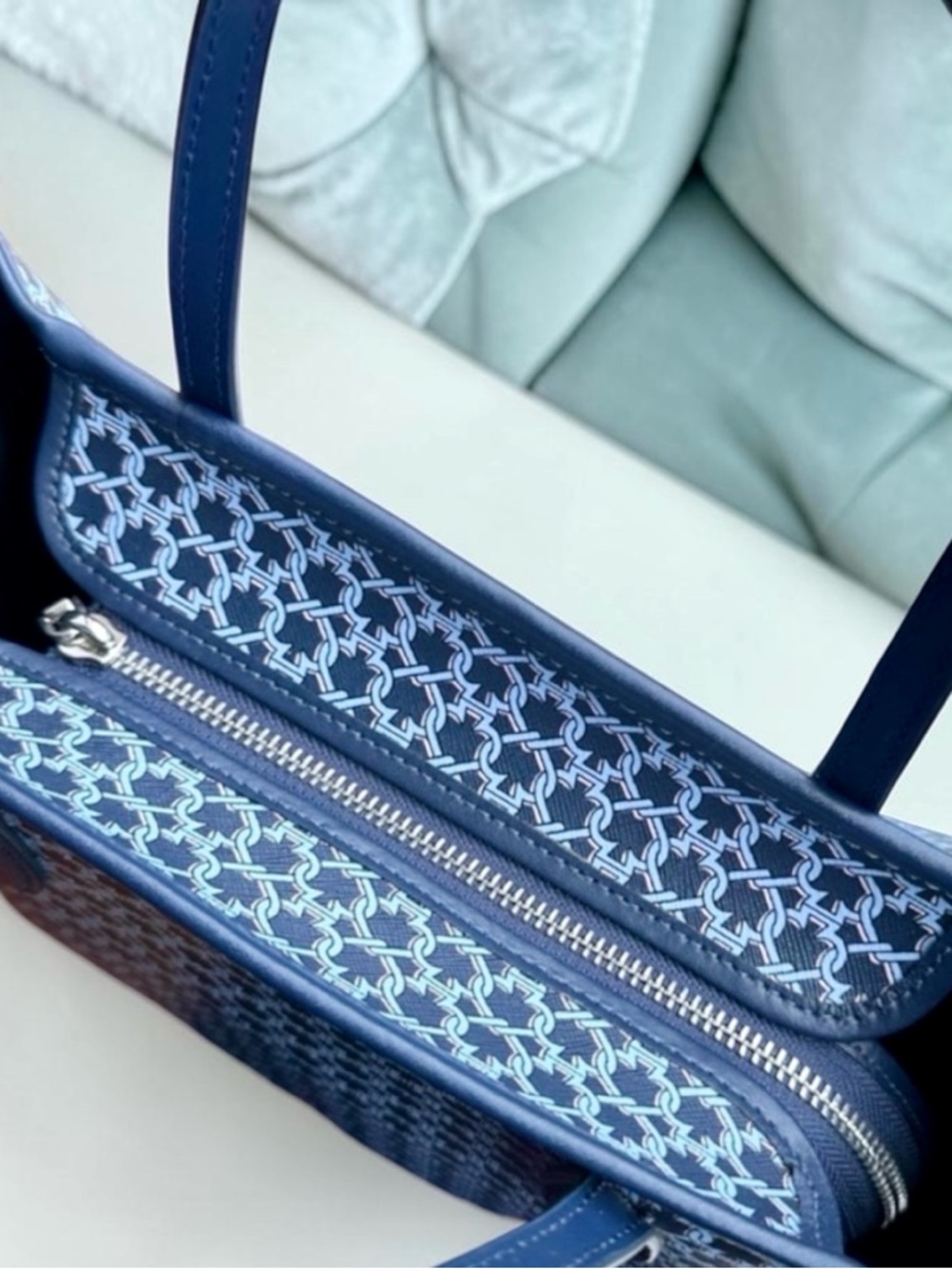 *SOLD* Kate Spade Link Satchel Blue Multi Leather Top Handle Crossbody Bag - Picture 6 of 6
